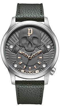 Police Herren Analog Quarz Uhr mit Leder Armband PEWJA2227703