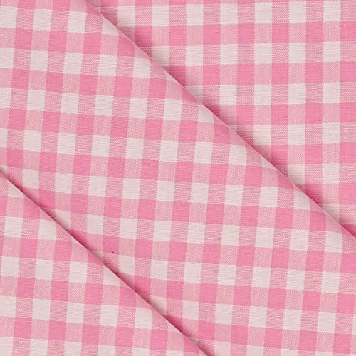 Mondo Tessuti - Tessuto Cotone a Quadretti in Diverse Misure PURO COTONE 100% TESSITO NON STAMPATO ALTEZZA 150CM - Al metro (Quadro Grande, Rosa)