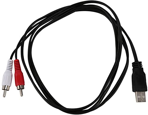 Doumneou 1.5M Usb A Male To 2X Phono Male Av Cable Lead Pc Tv Aux Audio Video Adapter