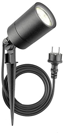 Ledvion - Foco Empotrable de Suelo, Antracita, IP65, Casquillo GU10, 2M de Cable Incl. Enchufe, Foco LED de Jardín