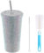 BestAlice Gobelet à paillettes en acier inoxydable avec brosses à paille, grand gobelet réutilisable fait à la main pour femme avec couvercle et paille, motif diamant clouté, 500 ml, multicolore