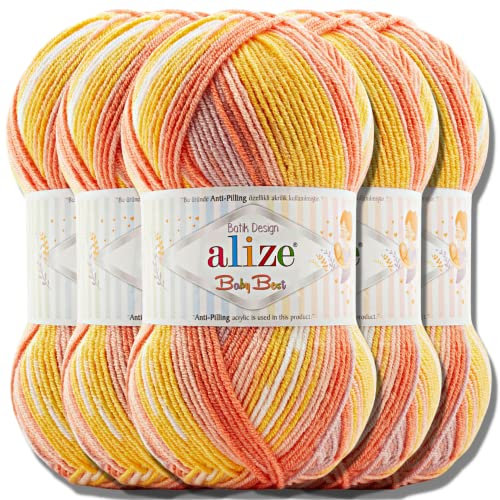 Hobby YARN Alize Baby Best Batik 5x 100g Türkische Premium Wolle Babywolle (7721)