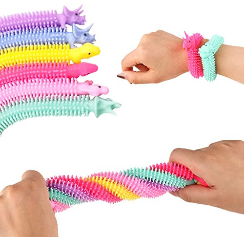 DKDDSSS 8 Stück Bunte Stretchy Strings, Dinosaurier Squeeze Spielzeug, Stressabbau Spielzeug Squeeze, Stretch Spielzeug für Kinder Erwachsene, Ideal für Sensorik-Training und Fingerübunge