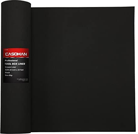 CASOMAN Professional Tool Box Liner and Drawer Liner - 24 inch (Wide) x 24 feet (Long), Non-Slip,Easy Cut, Black