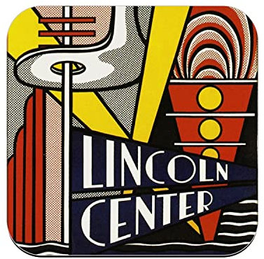 sous Verre en liège - Lincoln Center New York Affiche Poster Vintage Musique 1966 Art Abstrait - Lot de 6 (95 x 95 mm)