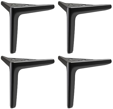 4pcs Pieds de Meuble Metal Noir,Pied de Table Modernes en Métal en Forme de Triangle,Pieds de Rechange pour Canapé/Armoire/Table de Chevet/Meuble TV/Meuble de Salle de Bain (25cm/9.84in)