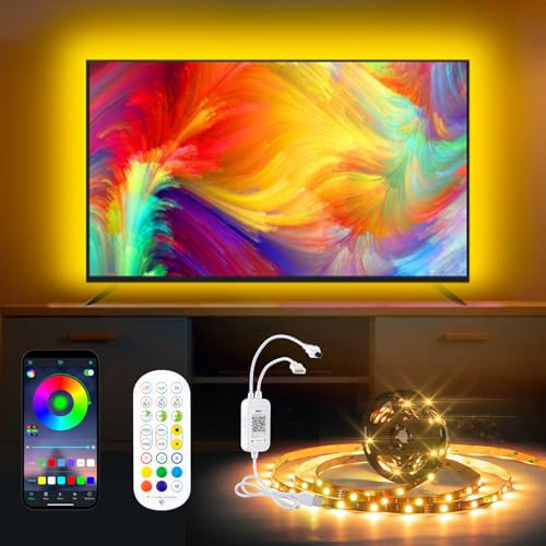 TV Hintergrundbeleuchtung 4m, LED Strip Steuerbar mit App, RGB LED Streifen für 55 bis 70 zoll TVs Smart Backlight, USB Led 5050 Beleuchtung