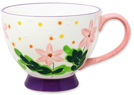 The Leonardo Collection Lesser & Pavey Ceramic Teacup Footed Mug Footed Mug for Tea & Coffee | Lavender & Bees Cosmos Coffee Mug & Tea Cups for Home, Office or Shops - Lynsey Johnstone
