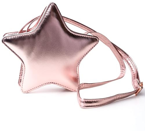 Papierdrachen Kinderhandtasche - veganes Accessoire für Kinder - Stern Roségold - Umhängetasche aus Kunstleder - tolle Geschenkidee für Mädchen