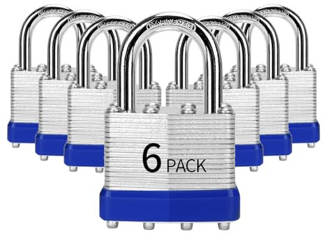 HZSY Vorhängeschlösser gleichschließend, 6 Stück, laminierter Stahl, 40 mm, Vorhängeschlösser mit gleichem Schlüssel, normaler Bügel, für Werkzeugkasten, Schließfach und Aufbewahrungseinheit oder mehr