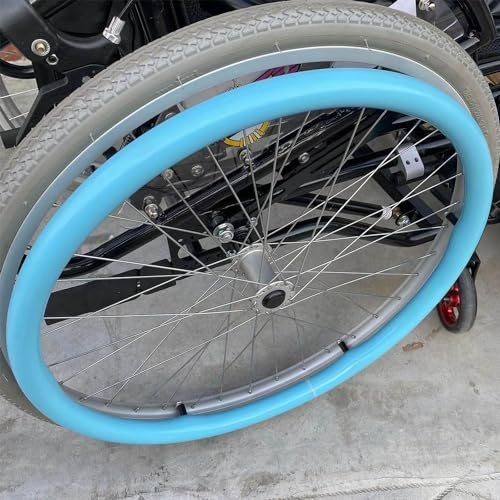 OAUKA 24in/22in Silicone Non-Slip Wheelchair Push Rim Covers, 1 Pair, Light Blue, 53cm Diameter