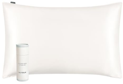 LILYSILK LILYSOFT™ Reine Maulbeerseide Kissenbezug Ultra weich ohne Farbstoffe mit verstecktem YKK-Reißverschluss und Geschenkverpackung, Weiß