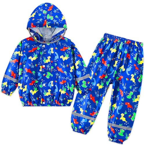 FILOWA Tuta Impermeabile Bambino Giacca Pantaloni Completo, 2-3 anni, Blu