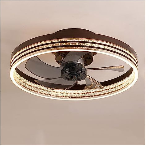 Leise Ventilator lampe Runder blattloser Deckenventilator mit Licht Moderne minimalistische 3 Farbe 6 Geschwindigkeiten mit Fernbedienung Deckenventilatoren Lampe for Schlafzimmer Wohnzimmer Küche(Col