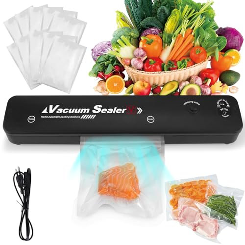 ZONJIE Selladora al Vacío Automática Mini para Alimentos Secos o Húmedos - Máquina de Soldadura de Papel de Aluminio (Negra)