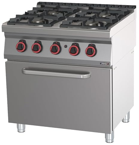 Fourneau gaz 4 feux avec four à gaz GN 2/1 80 - Casselin