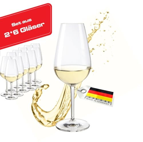 Peter Steger ONEforALL® Premium Weißweingläser - 2 * 6 Gläser - Kristallklar [Spülmaschinenfest] Ideal für Weinliebhaber | Weingläser Set Wein Glas für ein intensives Geschmackserlebnis - JETZT NEU