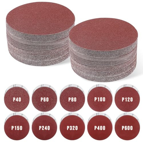 Siumir Lot de 100 disques abrasifs ronds 125 mm pour ponceuse excentrique (taille du grain 40/60/80/100/120/180/240/320/400/600)