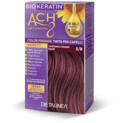 Dietalinea Tinta per Capelli Senza Ammoniaca CASTANO CHIARO RAME 5/R | Colore Capelli Biokeratin con 8 Oli Phyto Hair Care system e Hyalu Complex -Nutre il capello in profondità | Illumina il colore