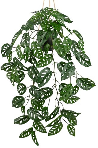Villa Como Artificial Plant in Pot, Hanging Plants Monstera Albo Leaf in 7 Pot