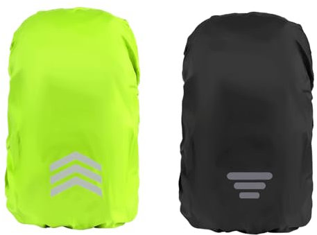 2 PCS Fundas de Lluvia para Mochilas (18-30L), Funda Impermeable para Bolsas Escolares, Cubierta de Mochilas a Prueba de Polvo, Protector de Mochila con Rayas Reflectantes, Cobertor Lluvia Mochila (B)
