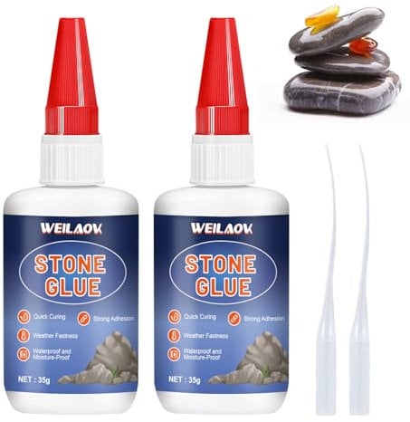 WEILAOK Colle Ceramique, Colle pour Verre, Colle pour Pierre, Colle Super Glue pour le Marbre, le Verre, la Céramique et Autres Objets Artisanaux en Pierre, L'Aménagement Paysager D'aquariums, etc, 35
