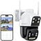 SV3C Dual Lens 4G LTE Überwachungskamera Aussen mit SIM Karte, Überwachungskamera ohne WLAN PTZ IP Kamera Outdoor mit 1080p Farb-Nachtsicht, KI-Erkennung Auto-Tracking, SD Card, 2-Wege-Audio, IP66