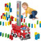 CEWROM Feuerwehrauto Spielzeug, Feuerwehr Spielzeug, Pädagogisches Spielzeug, 160 Stück Domino Spielzeug, Kinderbau und Stapelspielzeug für 3 4 5 6 7 Jahre alte Jungen und Mädchen