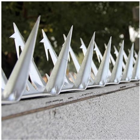 GRRICEPL Zaunspieße, Trumpetsfor Außenwand Spikes Intruder, Außenwand Metallspikes Mit Schrauben, für Dach Mauern Geländer(Silver/110,6.25 m)