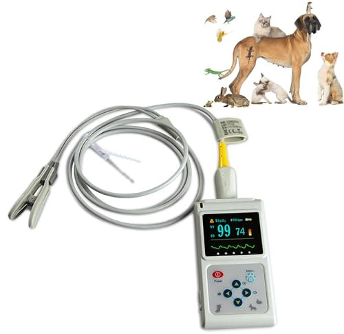 BDJSN Monitor De Pulso Veterinario Portátil, Sensor De SpO2 De Oído/Lengua con Sonda Y Cable USB, Almacenamiento, Transmisión En Tiempo Real Y Función De Reproducción, para Perros, Gatos, Mascotas