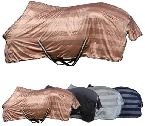 Marengos - Fliegendecke mit Kreuzgurt Economic – Schutz vor Insekten & Plagegeistern – Ekzemerdecke inkl. großem Schweiflatz – Verstellbarer Kreuzgurt – Pferdedecke in Braun – 85cm