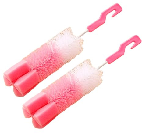 FRCOLOR 2Stücke Flaschenbürsten Mit Kunststoffgriff Und Schwammkopf Für Reinigung Von Schmalen Flaschen Karaffen Teekannen Und Ausgießern Vielseitiger Flaschenreiniger