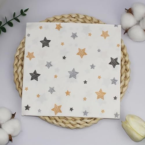 Servietten Grau Stern Schwarz Servietten Hochzeit Geburtstag Kindergeburtstag Cocktailservietten Geburtstagsservietten Party Napkins Disposable Weich Papierservietten Tischdeko Pack of 15(33x33cm)
