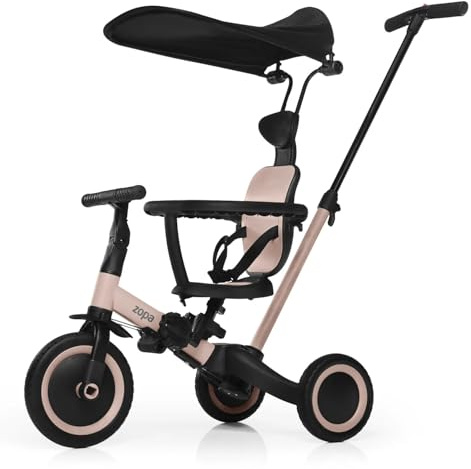 ZOPA Dreirad Zopa Pro 6in1 – Mitwachsend von 1,5 bis 5 Jahren – Dreirad Laufrad Fahrrad – Mit Schiebestange & Dach – Verstellbar – Sicher & Leicht – Für Reisen & Alltag
