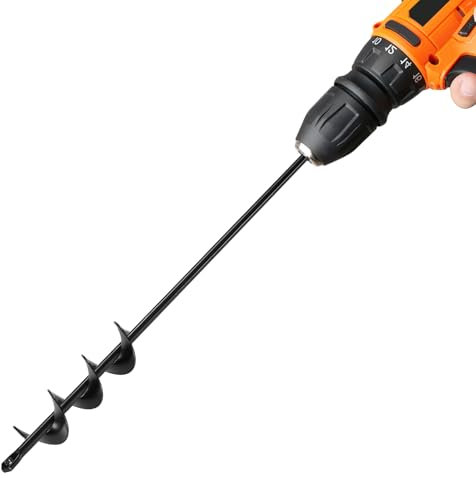 VEVOR Auger Drill Bit for Planting, Ø1.57 x 16.54 Spiral Drill Bit, for 3/8'' Hex Drive Drills, Heavy Duty Bulb Planter Tool, Hole Drilling Attachments for Garden Post Hole Digger Fence Digging