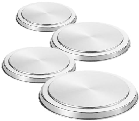Beatifufu Couvercles de Brûleur 4 Pièces en Acier Inoxydable Argentés Facile D'entretien Protection Ronde la Cuisine Moderne pour Cuisinière à Gaz et Électrique