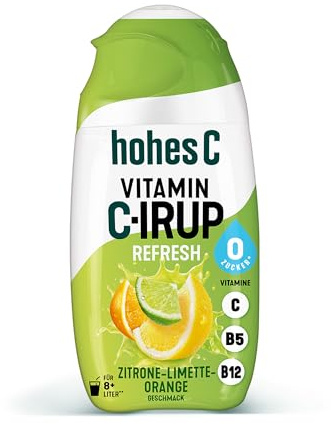 hohes C Vitamin C-IRUP Refresh, Zitrone-Limette-Orangen-Geschmack, 1 x 65ml für ca. 8 Liter Fertiggetränk, mit Vitamin B12, B5 und Vitamin C, ohne zugesetzten Zucker & Caloriefree