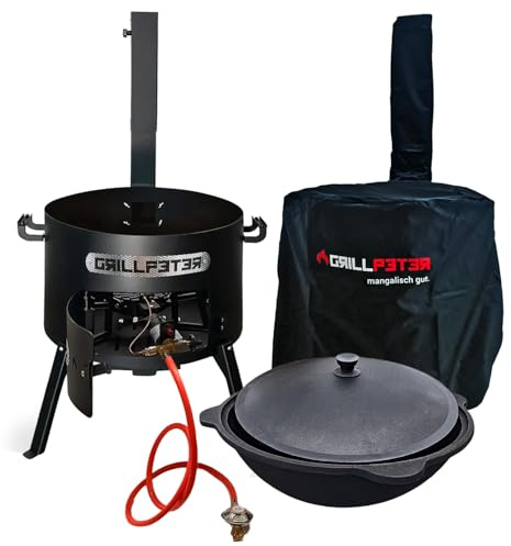 Utschak Asamat Ø50 cm mit Rauchrohr Kasan 22L Gasbrenner Abdeckhaube