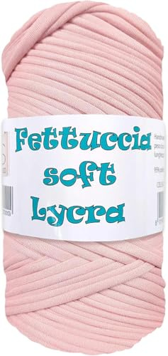 Fettuccia per Borse in Lycra Soft ad Uncinetto e Ferri MAS 400gr/105 mt. Ideale per Borse, Zaini, Cestini, Tappeti. (rosa chiaro 21)