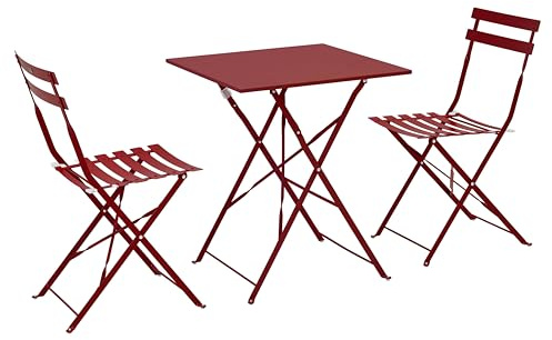 Oviala Table de Jardin et 2 chaises Acier 60 cm Pourpre