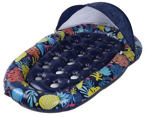 SIXRUN 3-in-1-Poolschwimmer, Multifunktionale Liege für Erwachsene mit Getränkehalter, Großer Aufblasbarer Poolschwimmer Zum Sonnenbaden – Einfach Aufzublasen, Ideal für Pool- und Strandpartys
