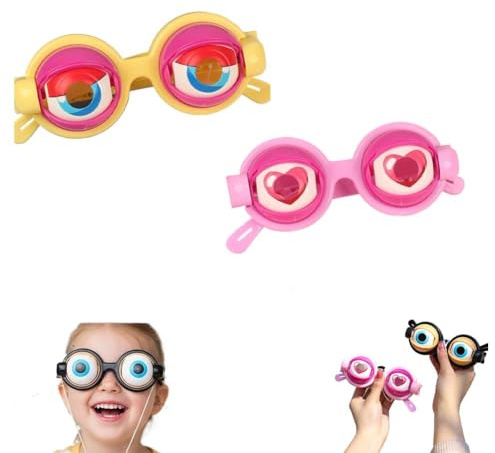 loalio Winking Glasses, kinetic Crazy Eyes Brille, Kinder Pull String Blinking Crazy Glass, lustige Kopfüberbrille Erwachsene