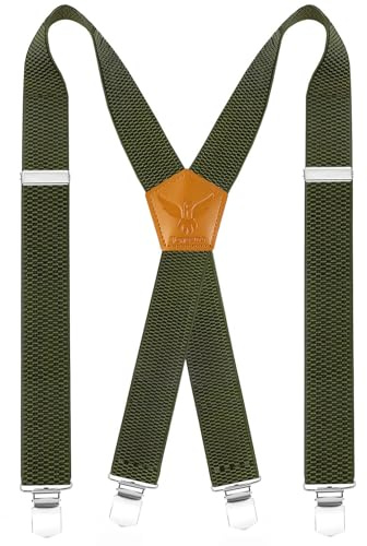 Fevaeno Hosenträger Herren Breit 4cm mit Metall Clips | Extra Stark, X Form, Elastische, Längenverstellbar, geeignet für Herren und Damen on Overalls Jeans, Arbeitshosen