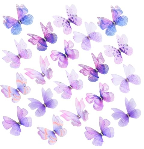 ASDIIT 20pcs Purple Realistic Butterfly Hair Clips, Small Gradient Clips