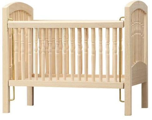 CAZSTYK Unlackierte Miniatur-Krippe 1/12 Puppenhäuser Möbel Holz Babybett Handwerk Modell Projektraum Szene Display Zubehör Puppenhäuser Möbel Bastelzubehör