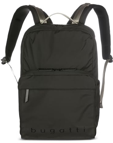 bugatti Legere Rucksack für Herren, leichter Rucksack aus Rip-Stop-Polyester in schwarz