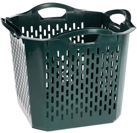 Gartenkorb aus Kunststoff 25 L Grün Stapelbar Mehrzweckkorb 40 x 40 x 32 cm Ideal als Erntekorb Wäschekorb & Haushaltskorb