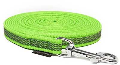 Mystique® Gummierte Schleppleine 12mm ohne Handschlaufe Standard Karabiner neon grün 15m