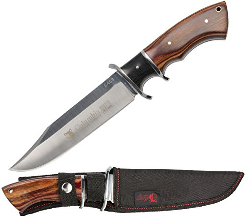 Columbia Jagd-Messer SA-63 Tactical Knife aus 440C Edelstahl mit Ornament-Verzierungen und Nylon Messerscheide (SA63)… (SA63)