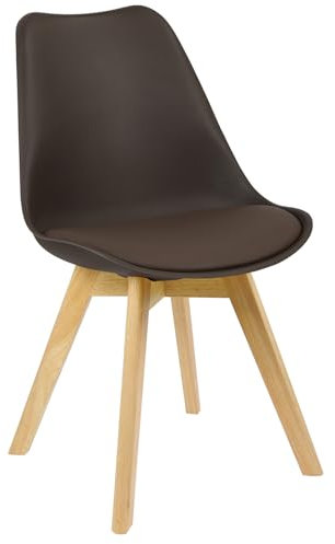WOLTU Esszimmerstuhl mit Massivholz Beinen, Skandinavische Küchenstühle Retro Design, Sitzfläche aus Kunstleder, bis 150 kg belastbar, Braun